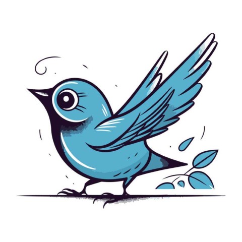 Illustration of a cute blue bird on a white background   vector