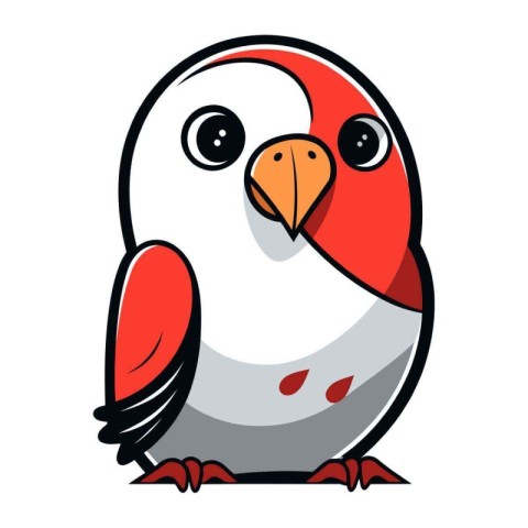 Cute cartoon parrot isolated on white background. Vector illustr