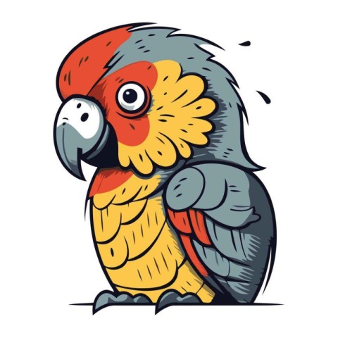 Parrot isolated on white background. Vector illustration in cart