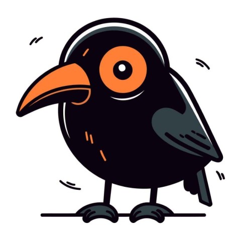 Cute cartoon crow. Vector illustration isolated on a white backg