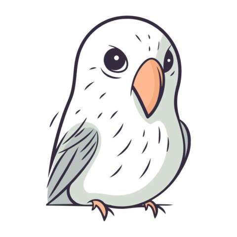 Illustration of a cute cartoon parrot isolated on a white backgr