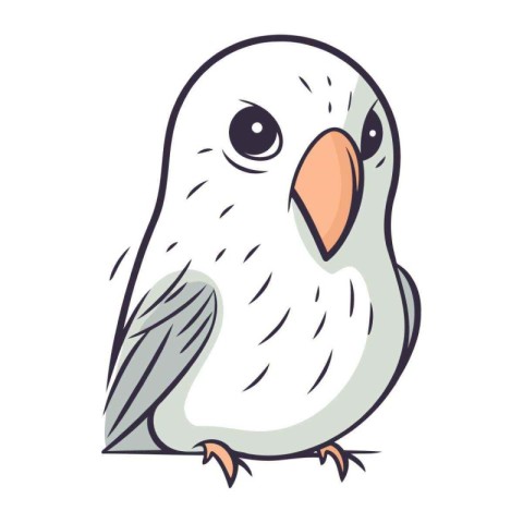 Illustration of a cute cartoon parrot isolated on a white backgr