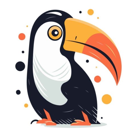 Cartoon toucan bird. Vector illustration in flat style. Isolated