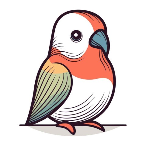 Cute cartoon parrot. Vector illustration isolated on white backg