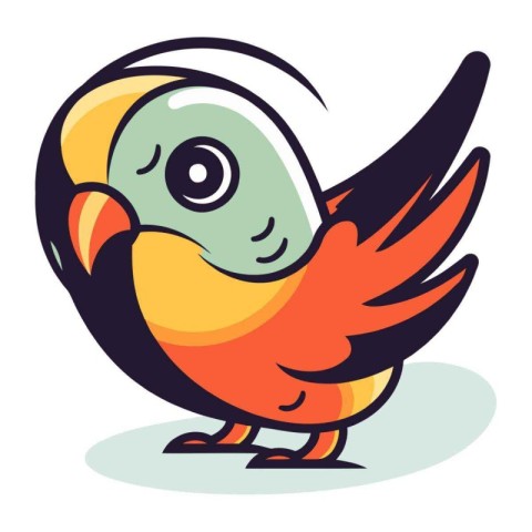 Cute cartoon parrot. Vector illustration isolated on white backg