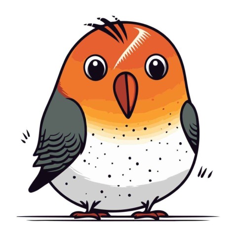 Cute little bird on a white background. Vector illustration in c