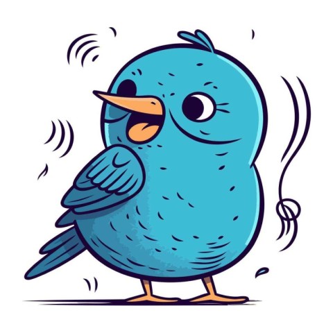 Cartoon blue bird. Vector illustration of a cartoon blue bird.