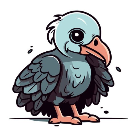 illustration of a cute cartoon vulture on a white background.