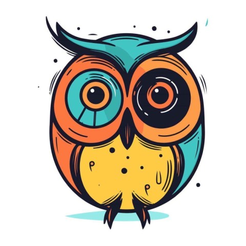 Cute owl with big eyes. Vector illustration in cartoon style.