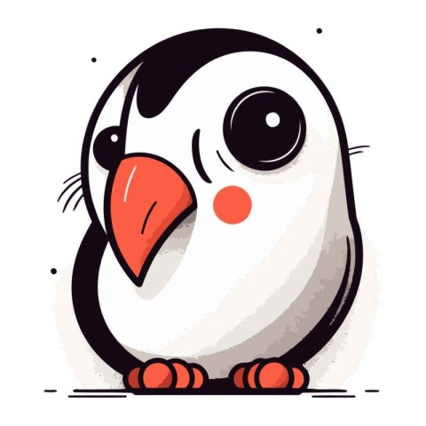 Cute cartoon penguin. Vector illustration isolated on white back