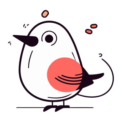 Vector illustration of cute little bird. Hand drawn doodle style