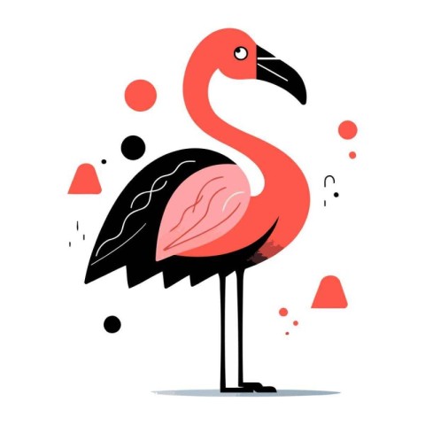 Flamingo. Vector illustration in flat design. Isolated on white