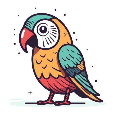 Cute cartoon parrot. Vector illustration in doodle style.