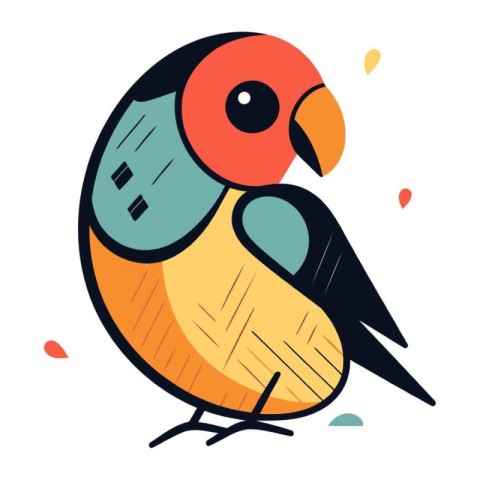 Cute cartoon parrot on a white background. Vector illustration.