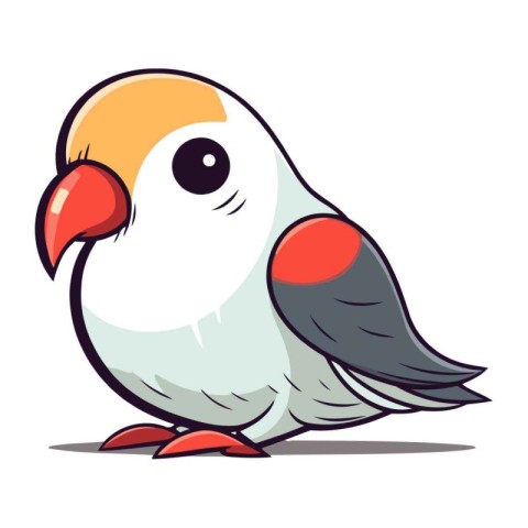 Cute cartoon parrot. Vector illustration isolated on white backg