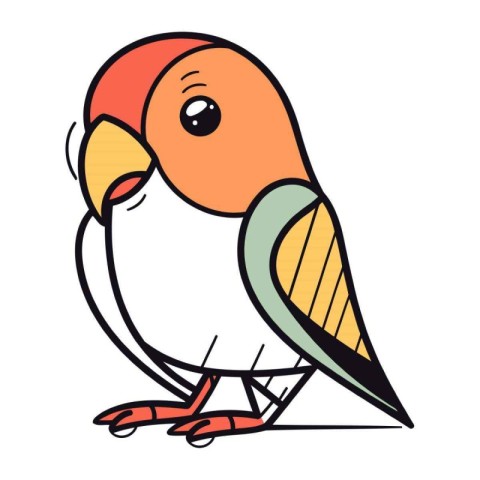 Cartoon vector illustration of cute little red headed cardinal b