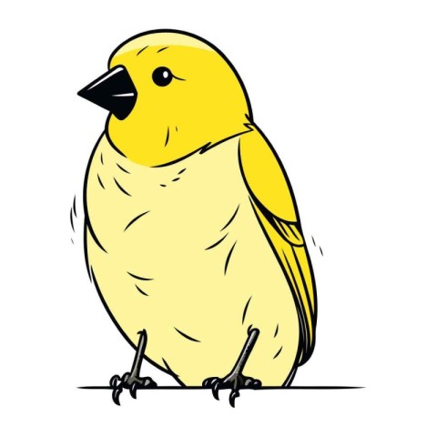 cute little yellow bird isolated on white background. vector ill