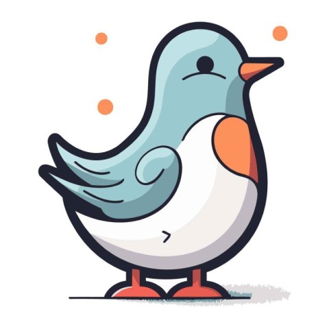 Cute cartoon bird. Vector illustration. Isolated on white backgr