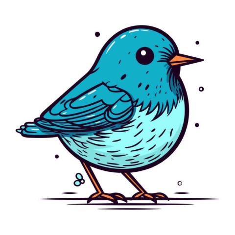 vector illustration of a cute blue bird isolated on a white back