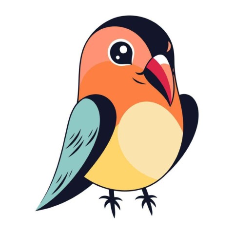 Cute cartoon bird. Vector illustration isolated on a white backg