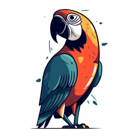 Parrot isolated on white background. Vector illustration in cart