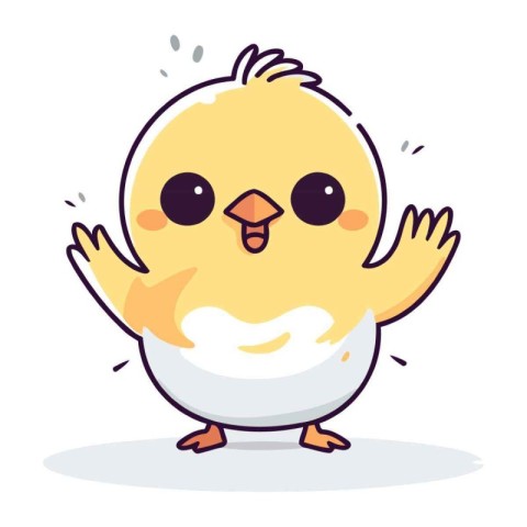 Cute little chicken on white background. Vector illustration. Ca