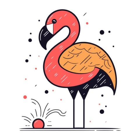 Flamingo. Vector illustration of a flamingo in flat style.