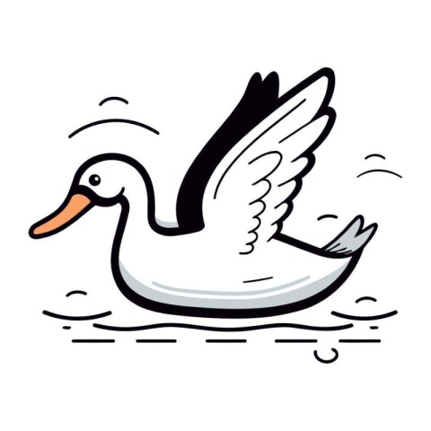 Vector illustration of a flying swan on a white background. Isol