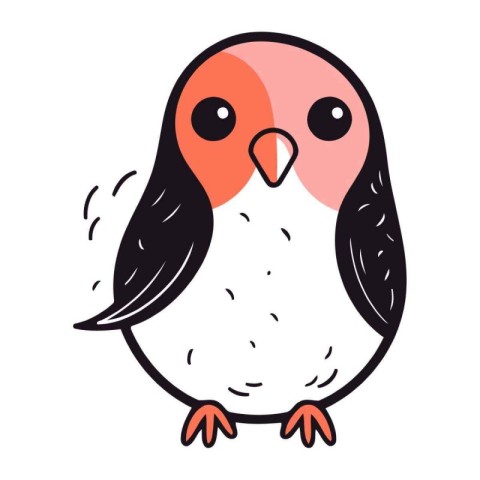 Cute little bird. Hand drawn vector illustration in cartoon styl