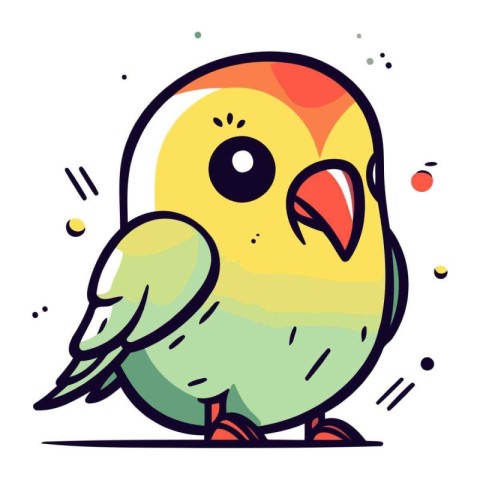 Cute cartoon parrot. Vector illustration. Isolated on white back