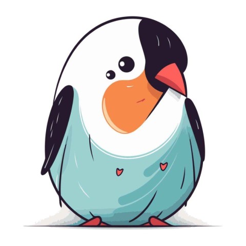 Cute cartoon penguin. Vector illustration isolated on white back