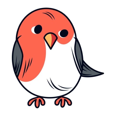 Vector illustration of a cute little red bird on a white backgro