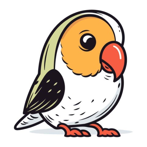 Cartoon parrot isolated on a white background. Vector illustrati