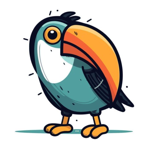 Cute cartoon toucan. Vector illustration isolated on white backg