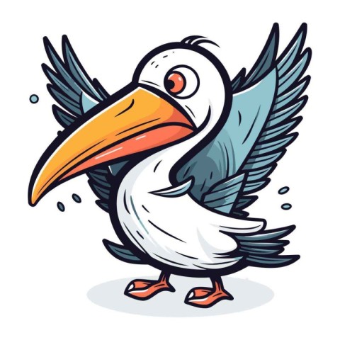 Pelican cartoon mascot. Vector illustration of a pelican.