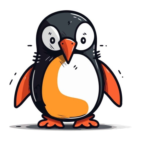 Cute penguin isolated on a white background. Vector illustration