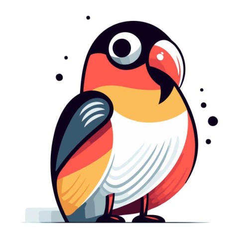 Cute cartoon parrot. Vector illustration. Isolated on white back