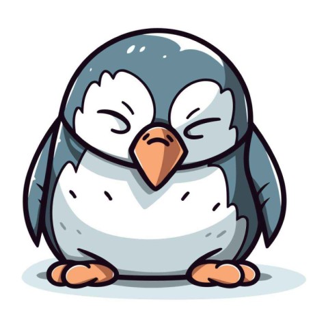 Cute penguin cartoon. Vector illustration isolated on white back