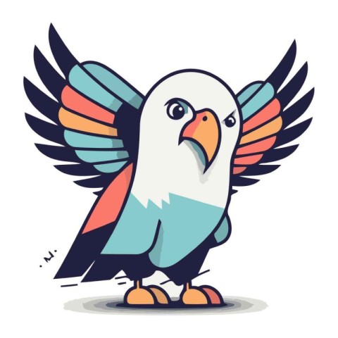 Cartoon eagle with wings. Colorful vector illustration isolated