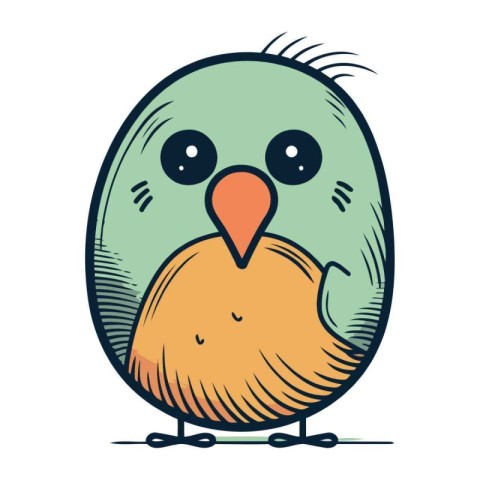 Cute cartoon bird. Vector illustration isolated on a white backg