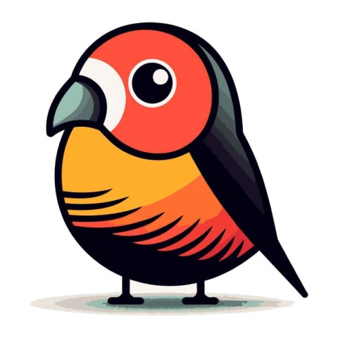 Vector illustration of cute cartoon colorful bird. Isolated on w