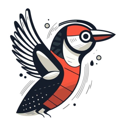 Hand drawn vector illustration of a woodpecker. Isolated objects