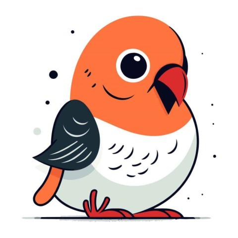 Cute little bird. Vector illustration on white background. Flat