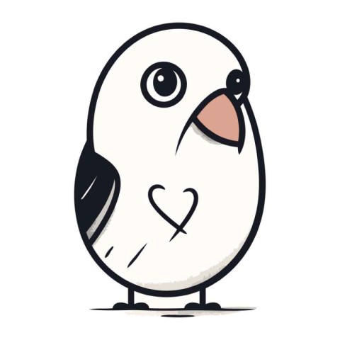 Cute cartoon penguin with heart. Vector illustration isolated on