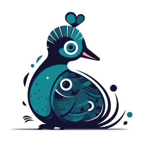 vector illustration of a peacock in a hat with a heart on his he