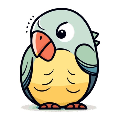 Cute cartoon parrot. Vector illustration isolated on white backg