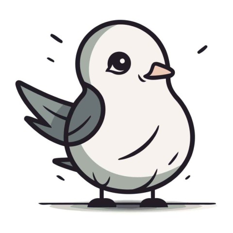 Vector illustration of cute cartoon bird. Isolated on white back