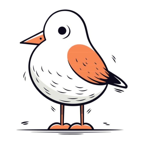 Cute cartoon seagull. Vector illustration isolated on white back