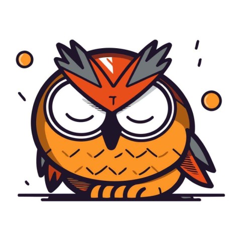 Cute cartoon owl. Vector illustration isolated on a white backgr