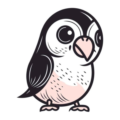 cute little black and white penguin cartoon vector illustration